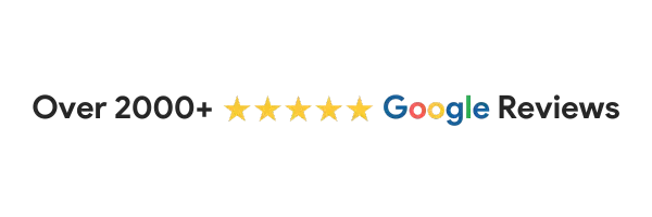 A google review with over 2000+ stars on a white background.
