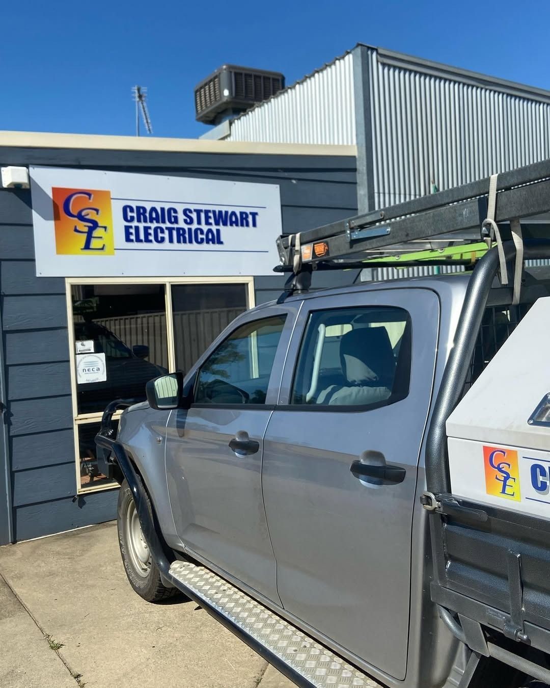 Silver Work Truck Parked Outside Craig Stewart Electrical Building — Craig Stewart Electrical in East Wagga Wagga, NSW