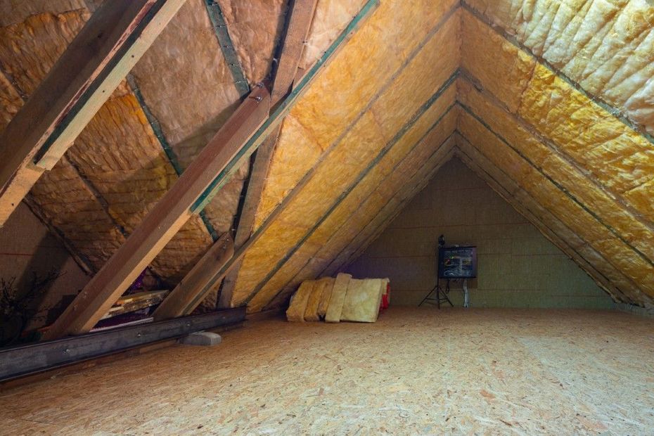 Attic with insulation installed along the roofline in a Surprise, AZ home