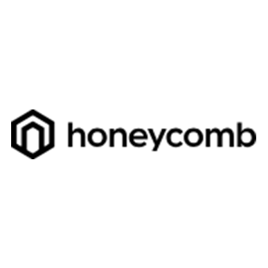 Honeycomb logo with black hexagon icon and wordmark on a white background