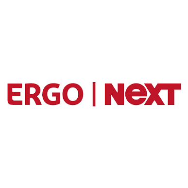 Red ERGO | NEXT logo on a white background