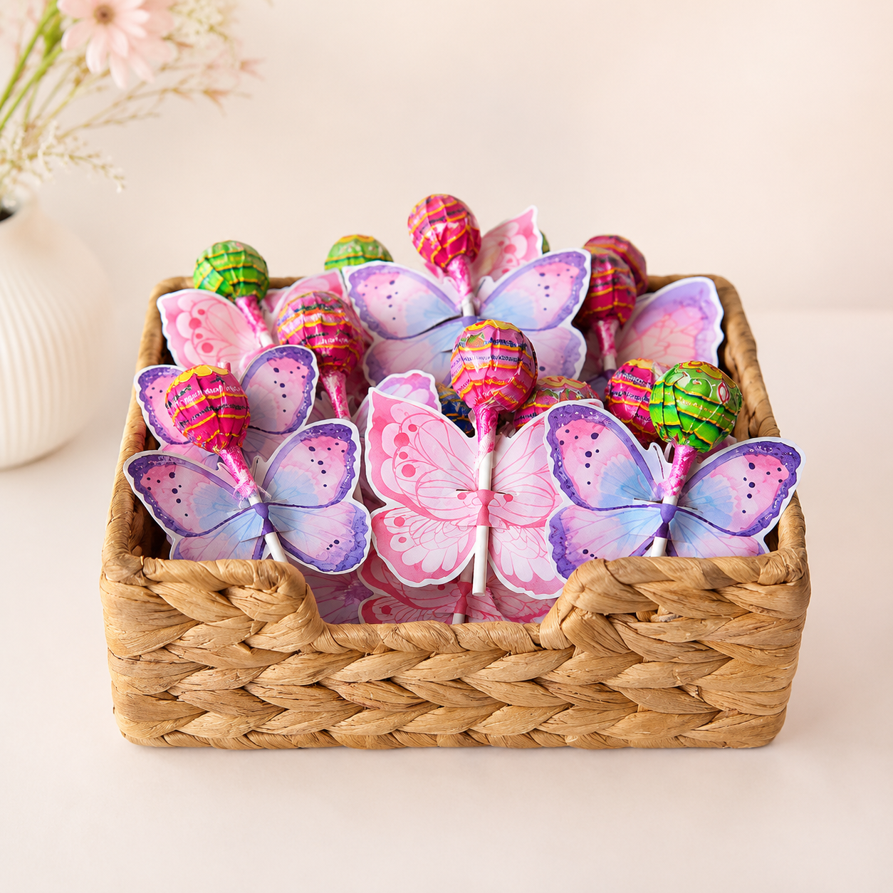 Gepersonaliseerde vlinder lolly traktatie | 5 stuks