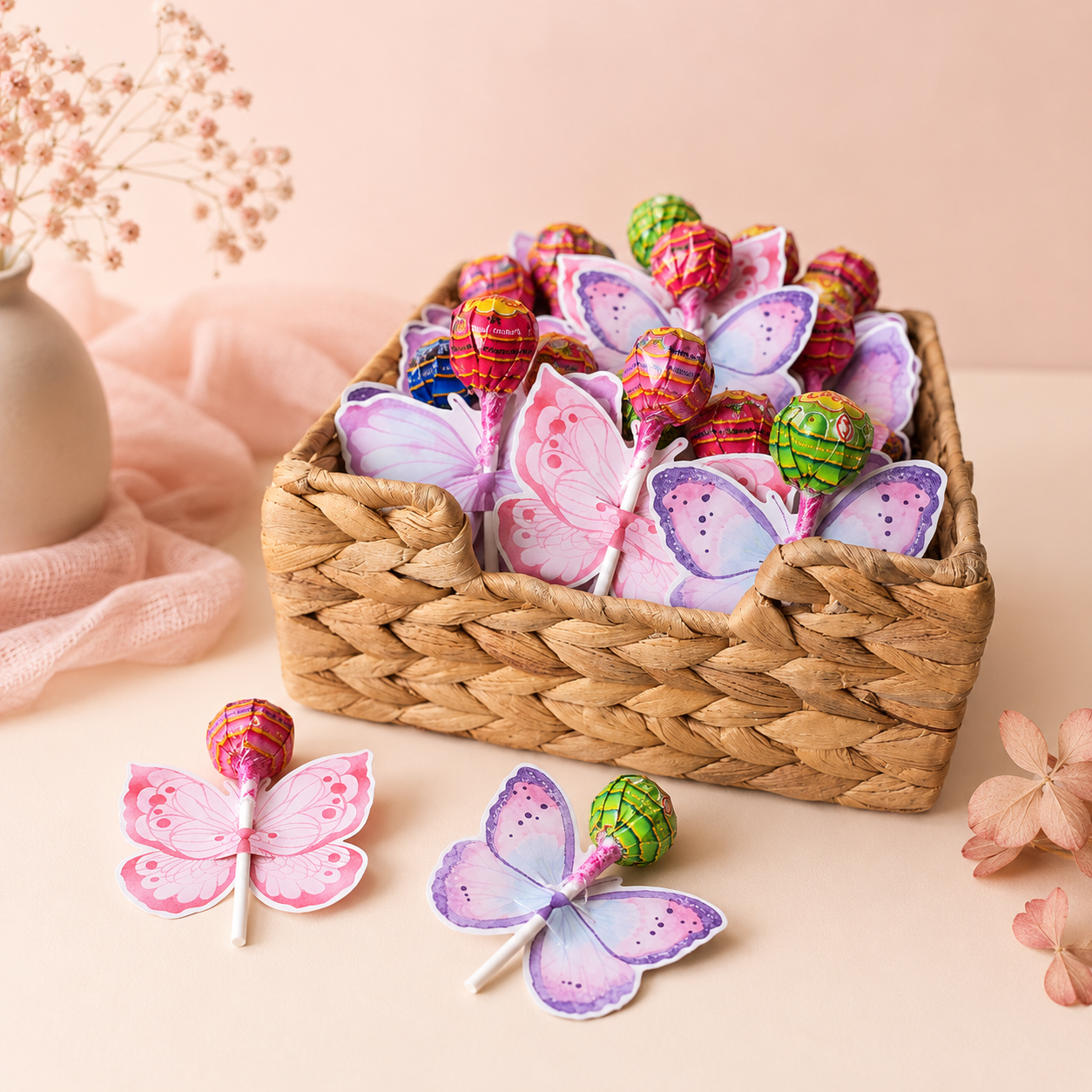 Gepersonaliseerde vlinder lolly traktatie | 5 stuks