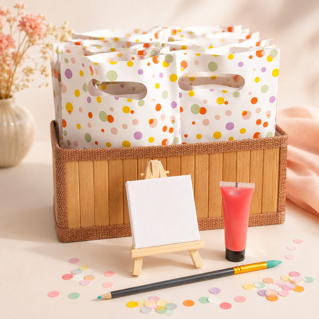Mini schilderpret traktatie met canvas en verf – set van 5 stuks