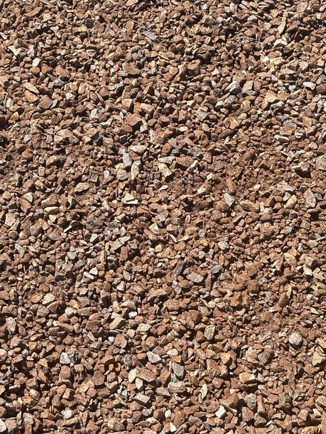 Close-up of brown and tan gravel stones covering the ground