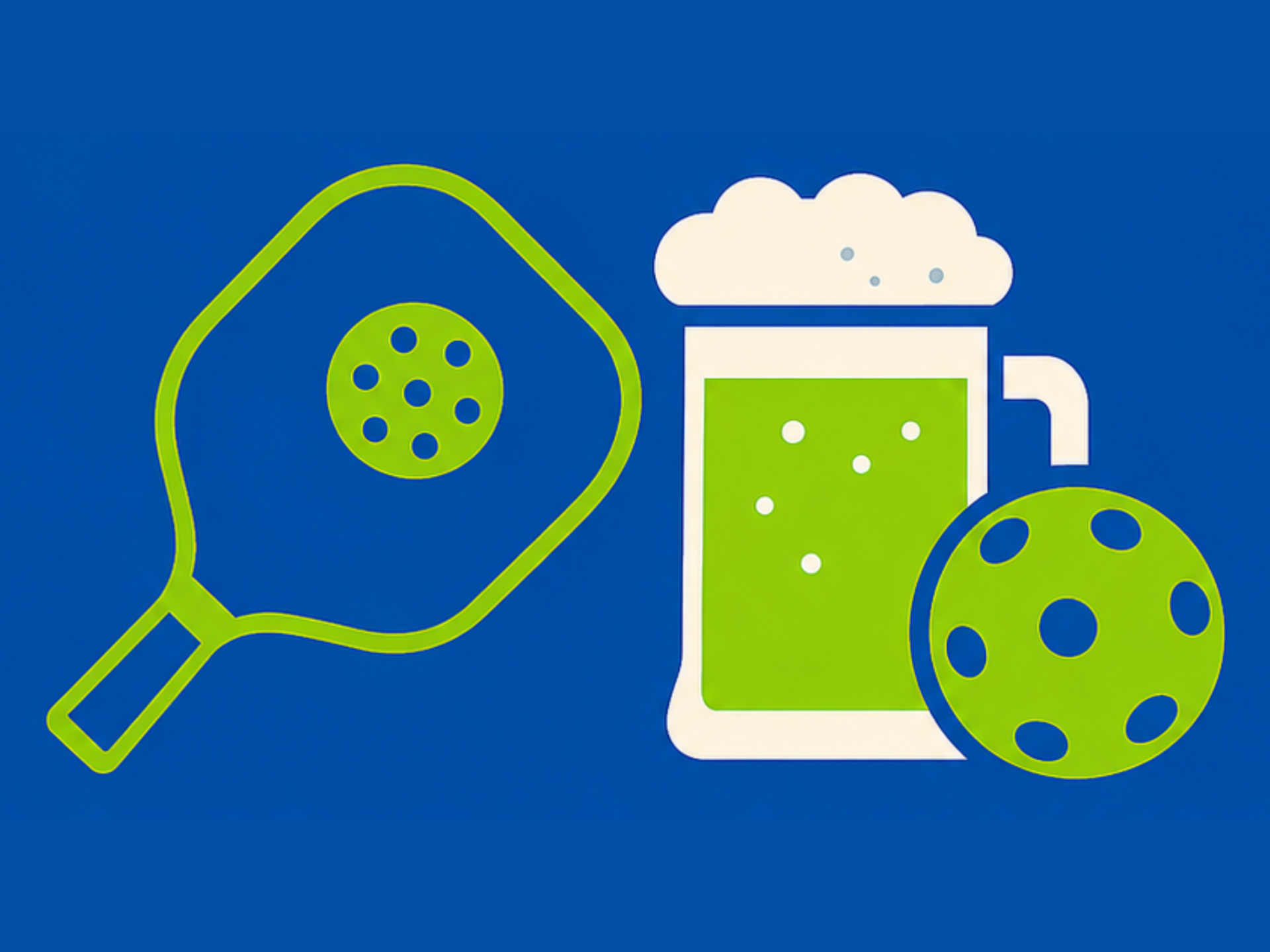 Pickleball racket, beer mug and pickleball graphic