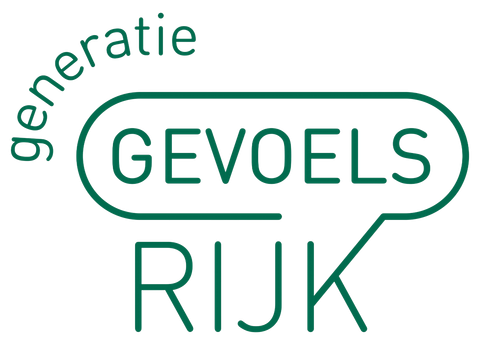 Groen logo met &ldquo;GEVOELS RIJK&rdquo; en daarboven gebogen &ldquo;generatie&rdquo;.