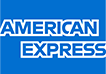 American Express logo in white text on a blue background