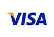 Visa logo in blue and gold on a white background