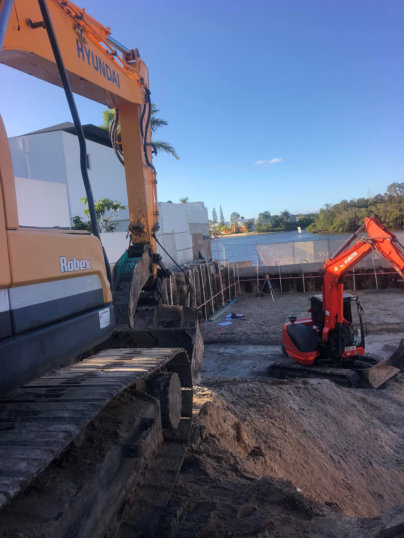 An Excavator at A Construction Site — A2Z Property Services In Cooroy, QLD