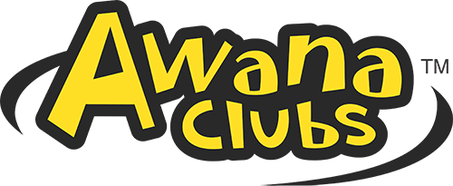 Awana Clubs logo with yellow text on a black background and curved accents.