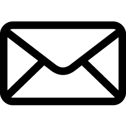Black outline envelope icon representing email or messaging
