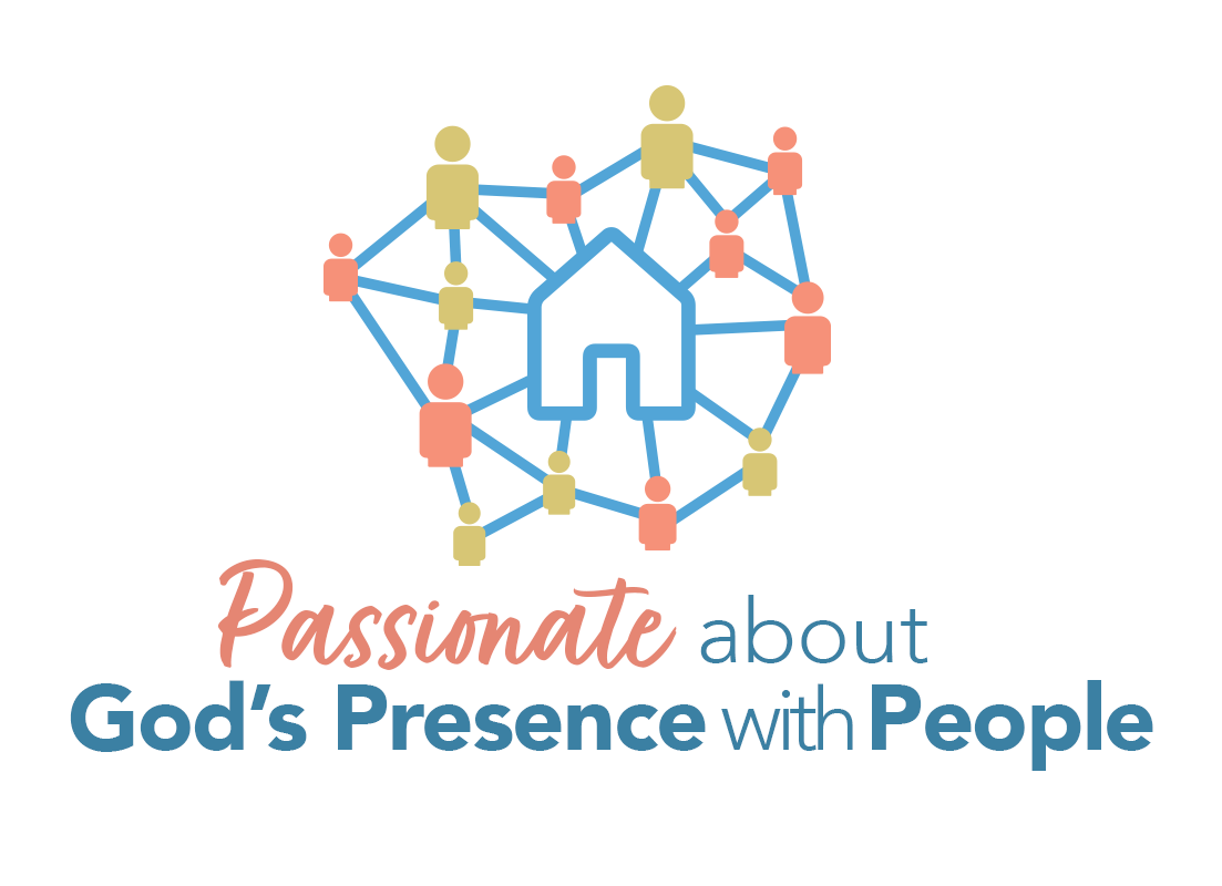 Logo: Connected figures around a house, text