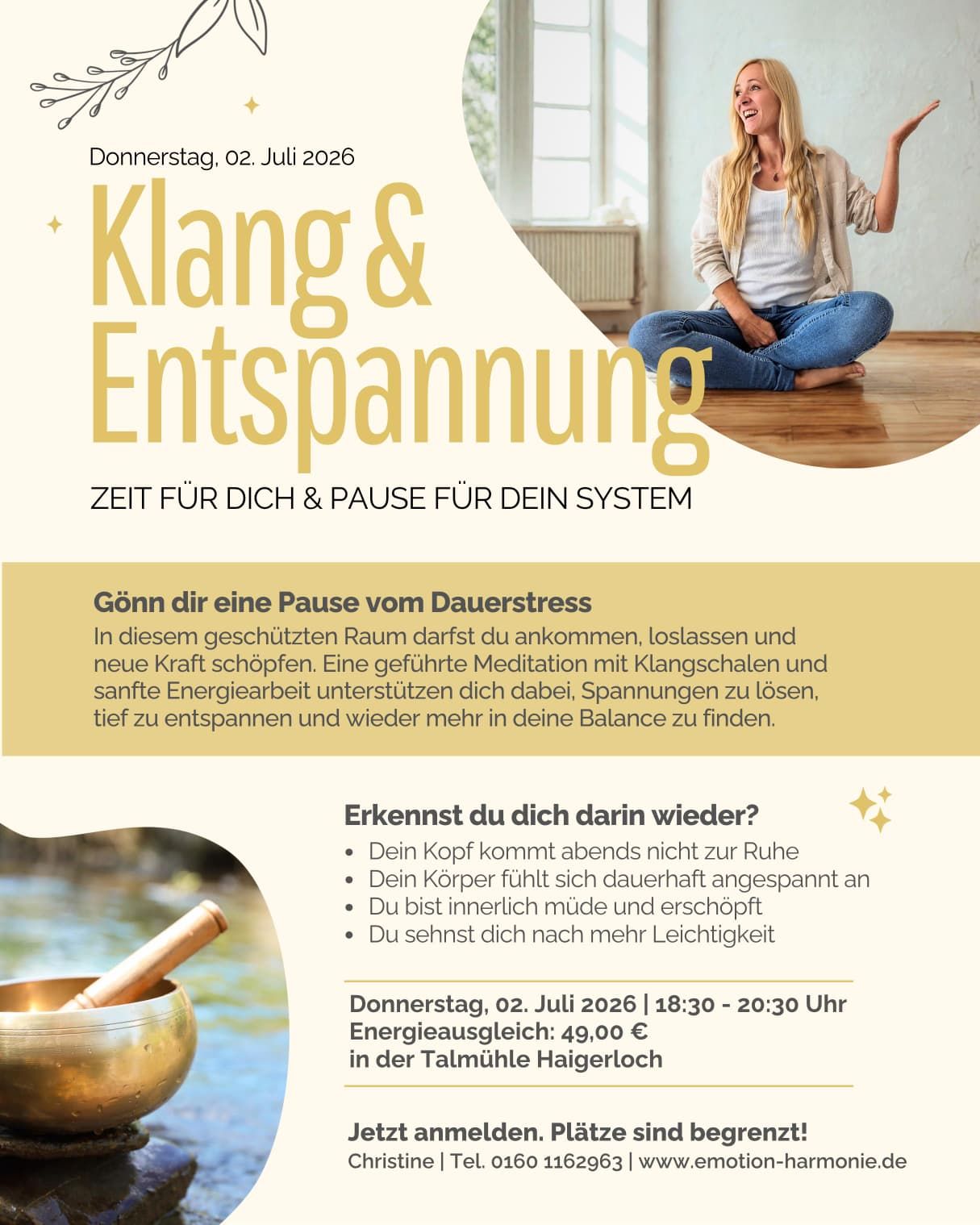 Yoga und Energie im Seminarraum Talmühle 