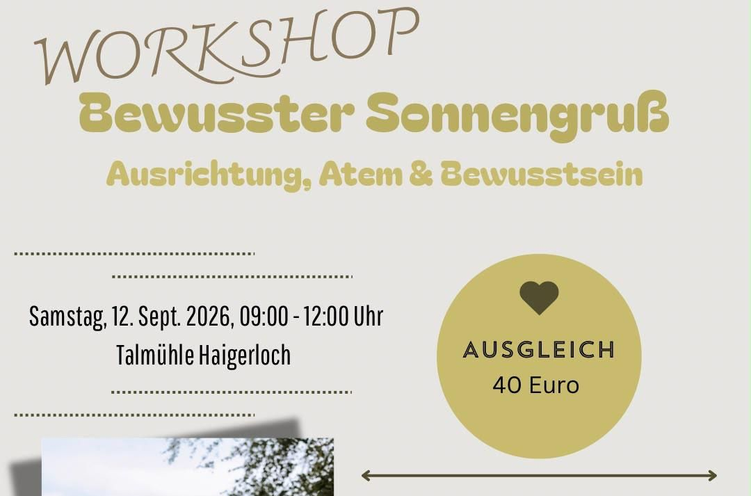 Workshop in der Talmühle Haigerloch. Bewusster Sonnengruß mit Carolin