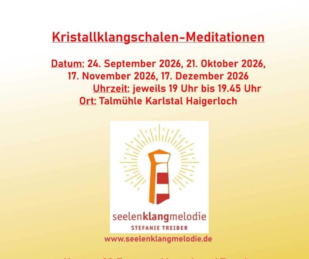 Monatliche KristallKlangschalen Abende mit Stefanie Treiber bei uns im Seminarraum