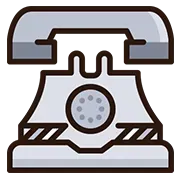 An icon of an old fashioned telephone on a white background.