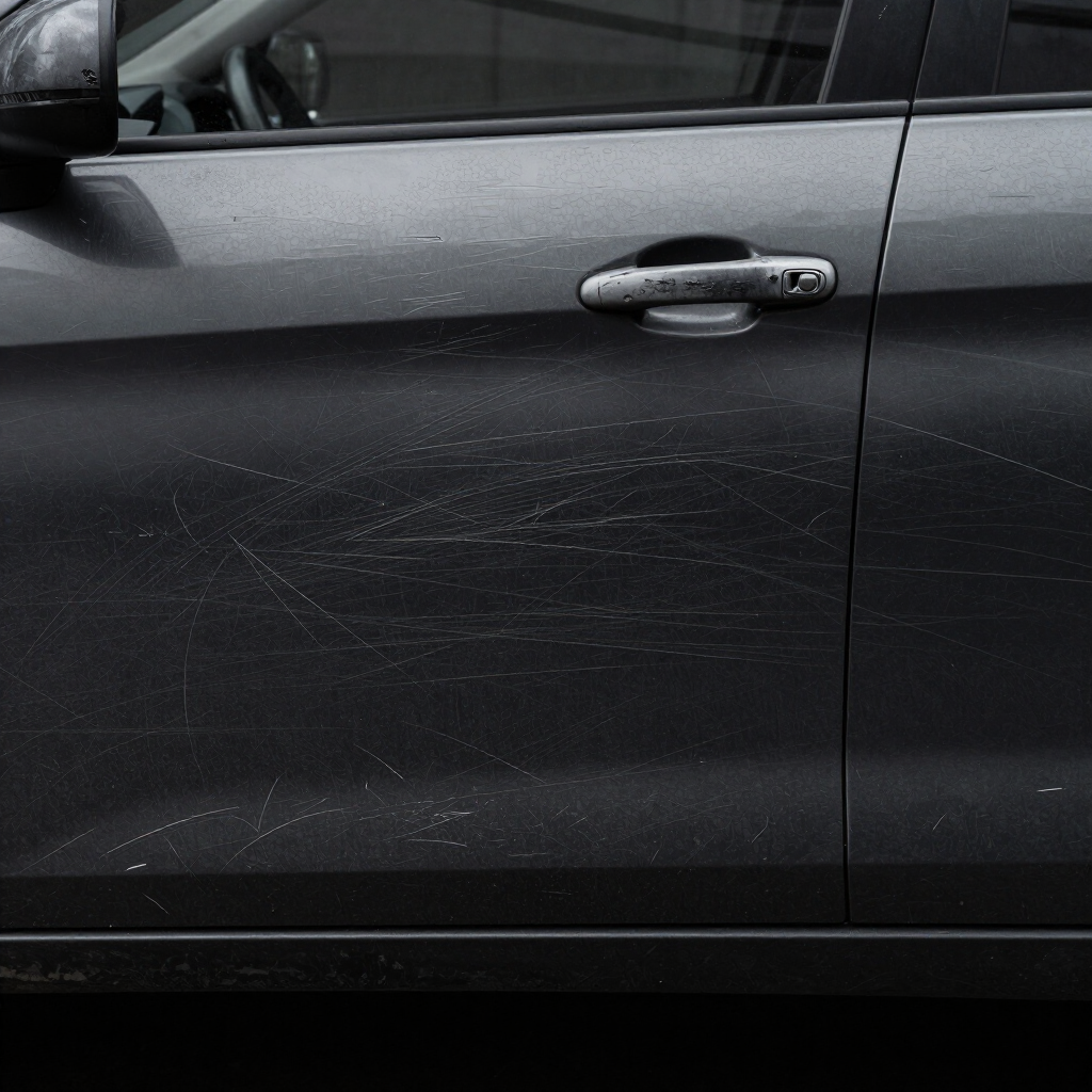 Before: Passenger door keying scratch