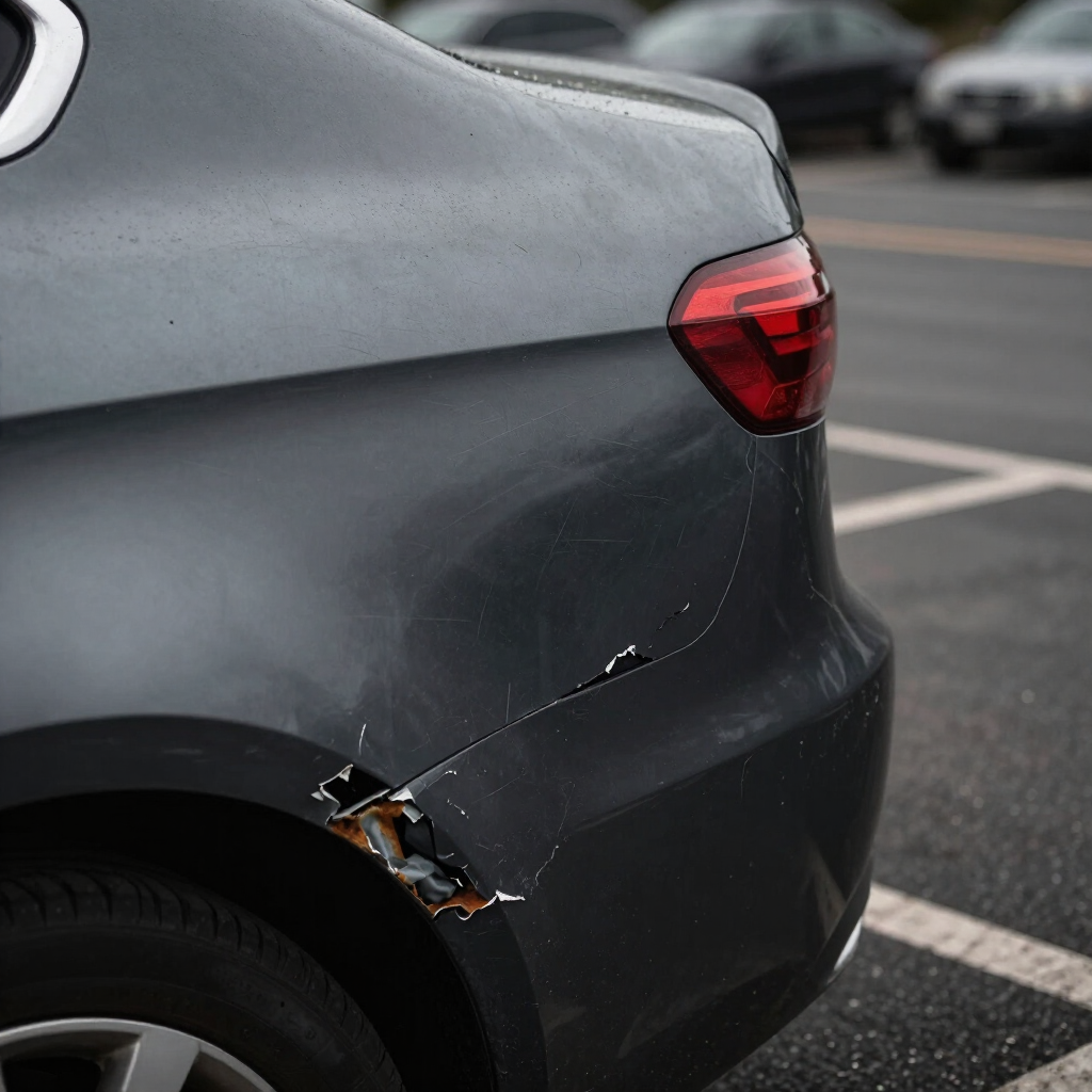 Before: Rear quarter panel dent