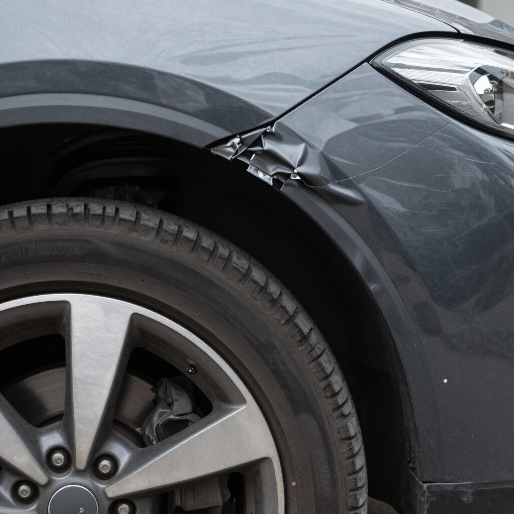 Before: Wheel arch structural damage