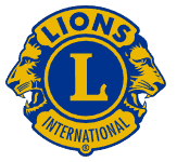 Lions International logo: blue and gold emblem with a large “L” and two lion heads, encircled by text