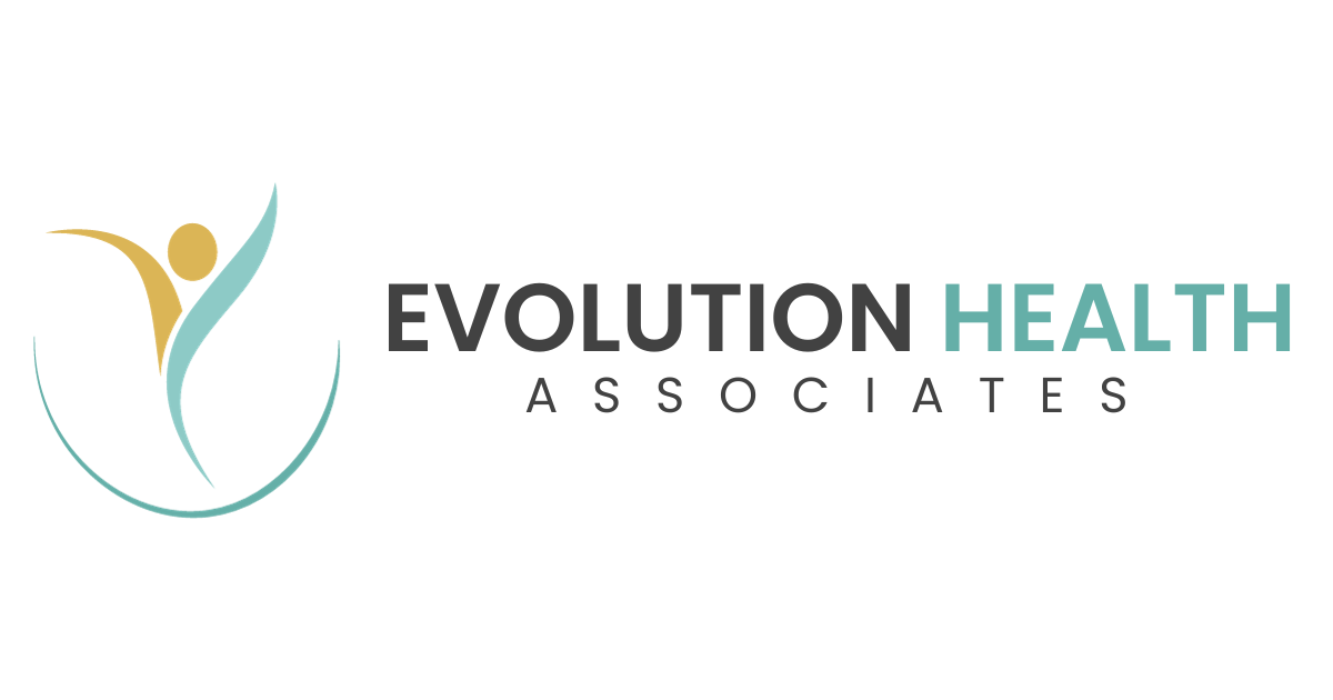 Evolution Health Associates logo with stylized teal and gold figure