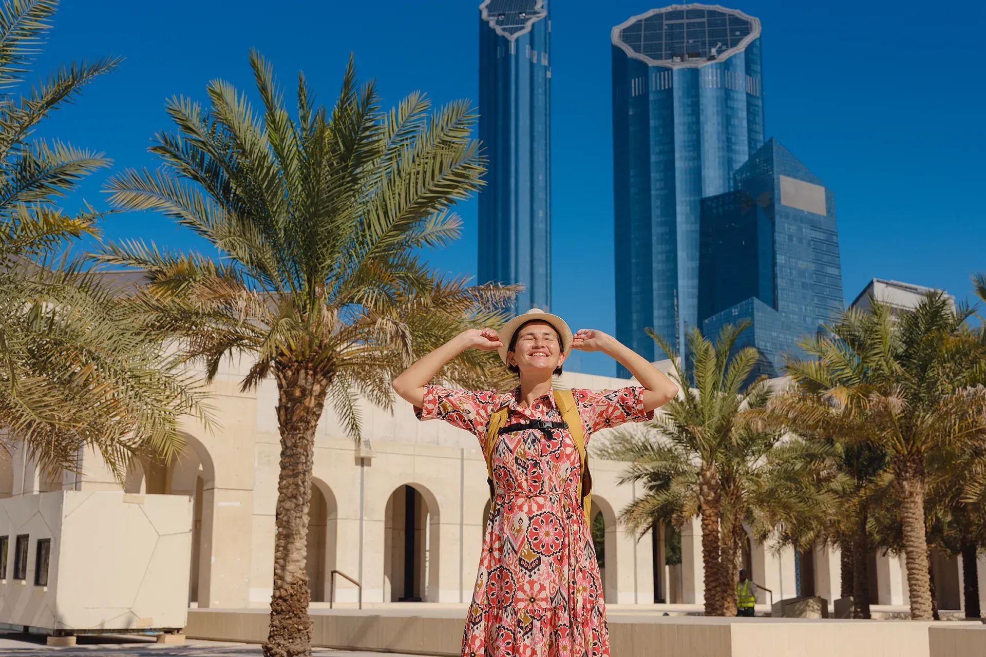 woman content creator in the UAE celebrating outdoors