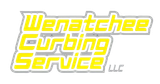 Logo for Wenatchee Curbing Service LLC, yellow text with a gray outline.