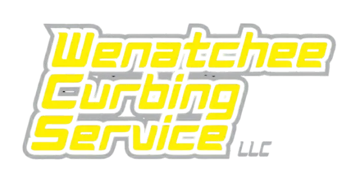 Logo for Wenatchee Curbing Service LLC, yellow text with a gray outline.