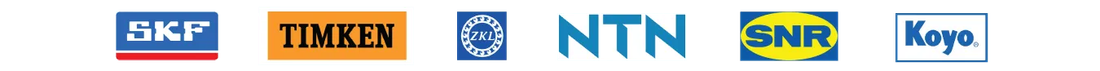 Fila de logotipos de marcas industriales: SKF, TIMKEN, NTN, SNR y Koyo sobre un fondo blanco