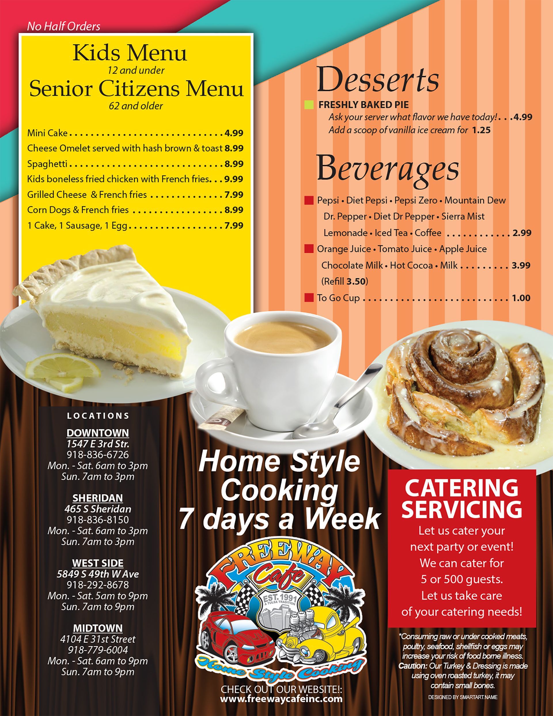 Freeway Cafe  Tulsa Menu kids menu, senior citizens menu, desserts and beverages
