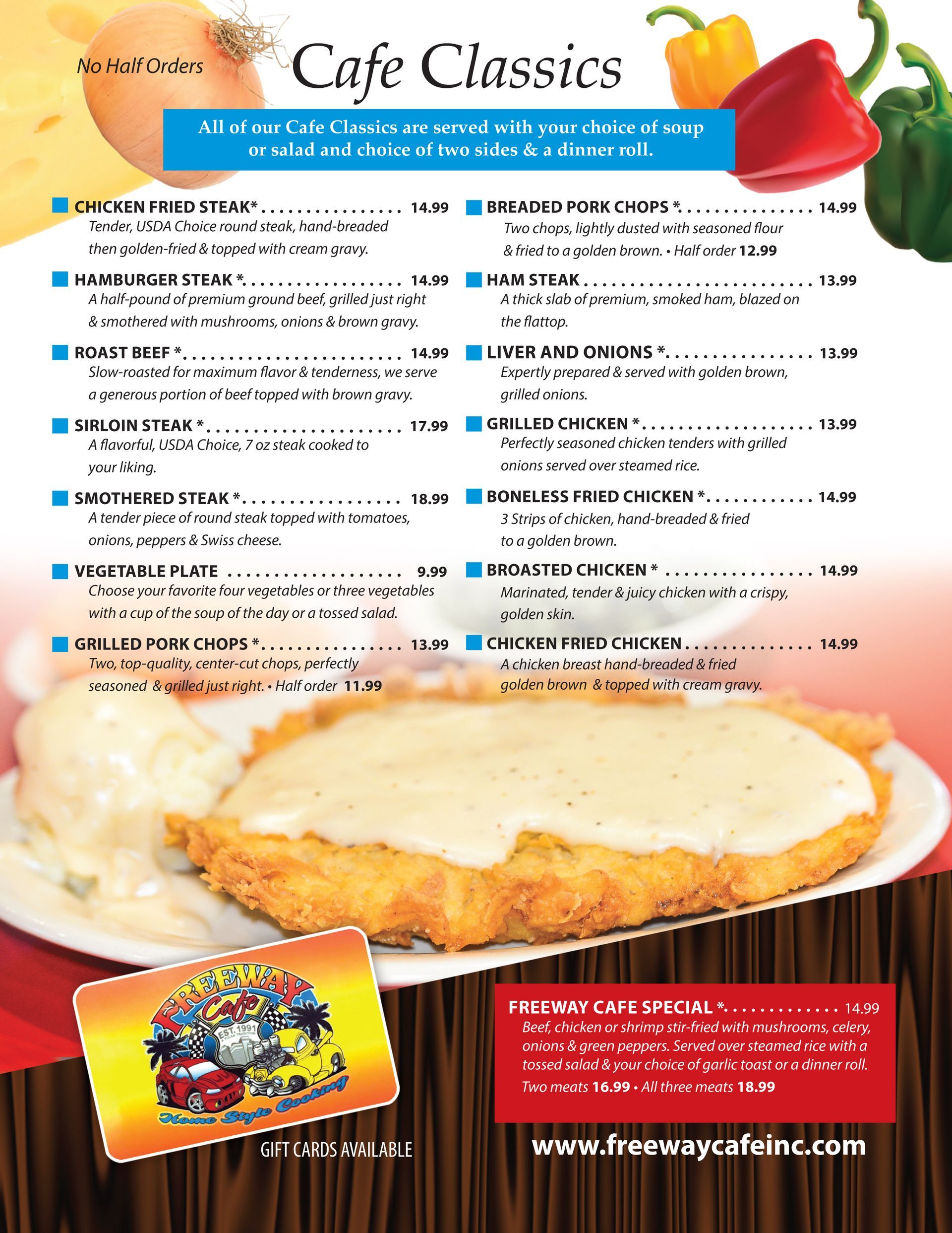 Freeway Cafe Tulsa  Menu Cafe Classics
