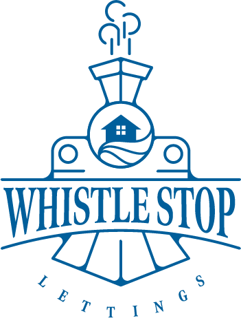 Blue Whistle Stop Lettings logo with train and house icon