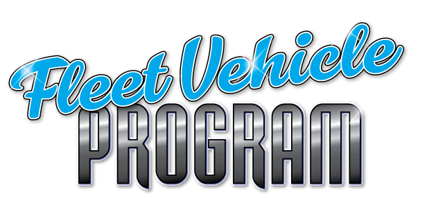 A blue and black logo for fleet vehicle discounts