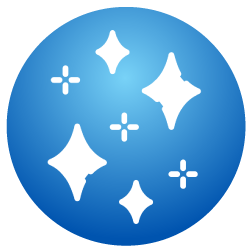 Clear Coat Protectant icon of blue circle with diamond shapes inside