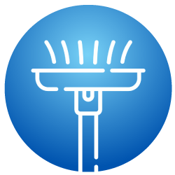 On-Site Vacuums icon of a hose and nozzle with lines aimed at it