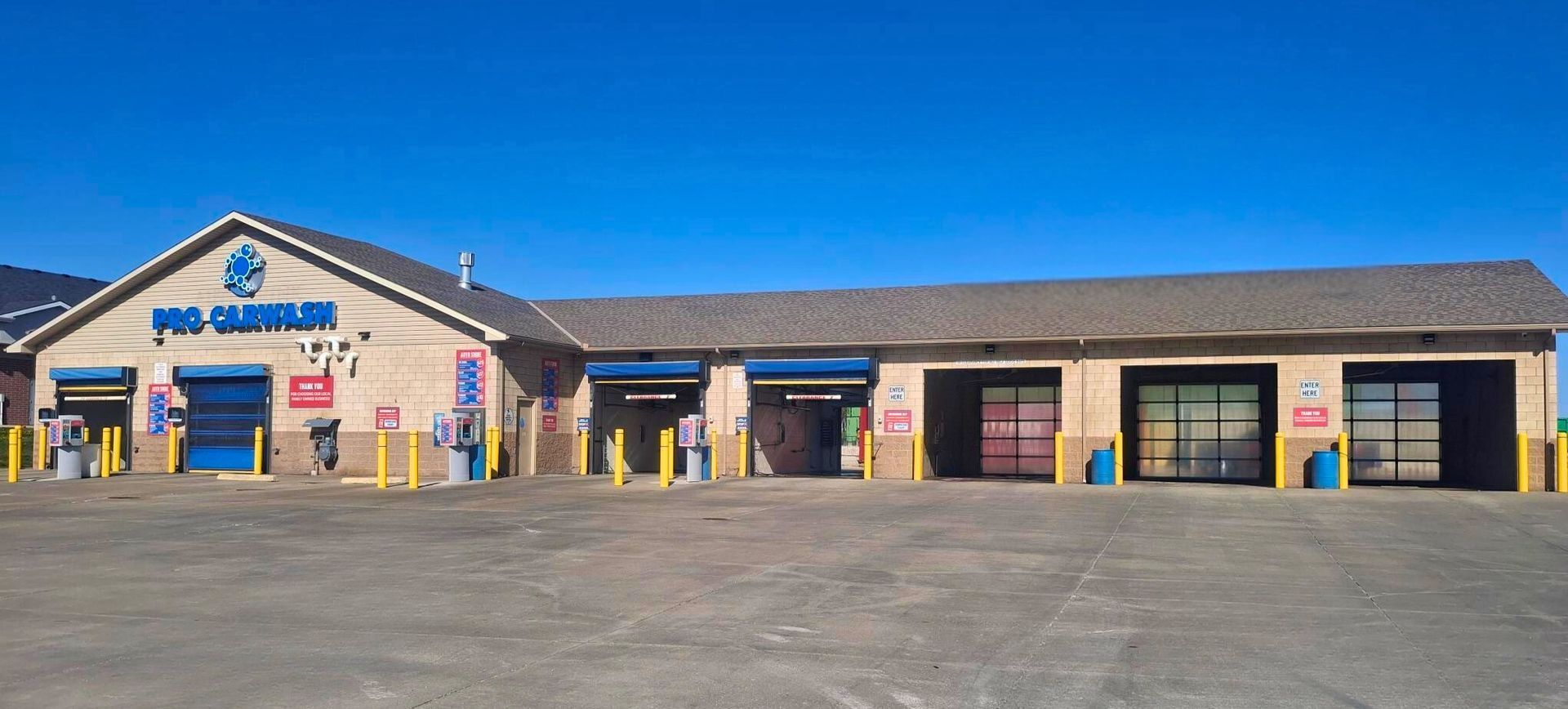 Pro car wash south location building with a truck parked in front of it.