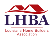 LHBA logo with red roof graphic and purple Louisiana Home Builders Association text