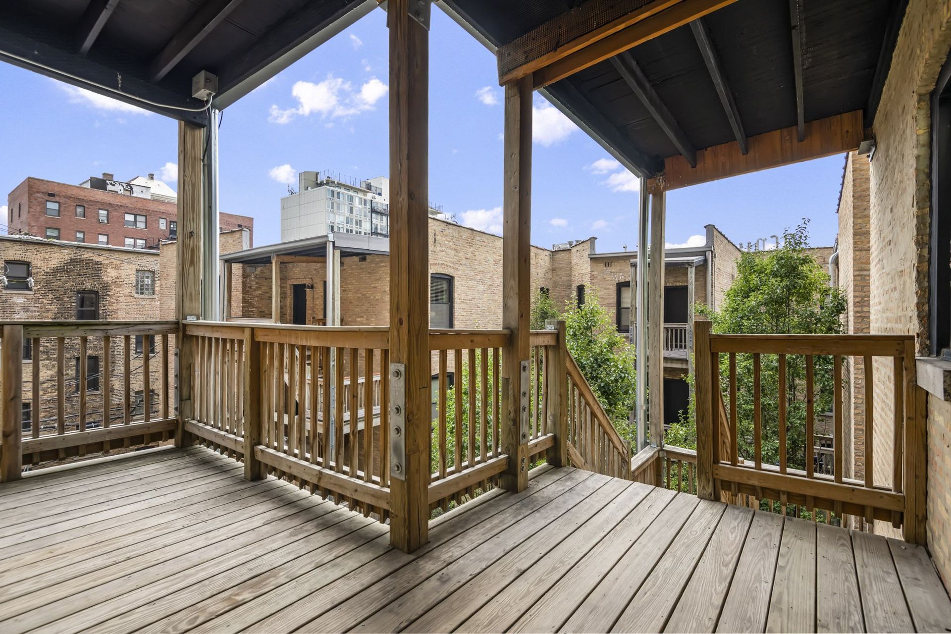 the deck has a view of the city