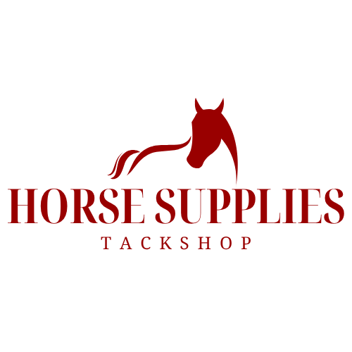 A red horse logo for race horse tack shop