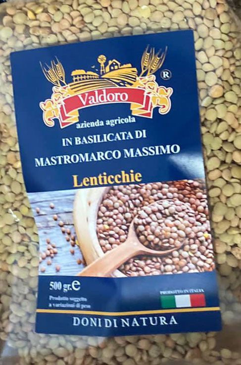 Pacco di lenticchie prodotte Valdoro
