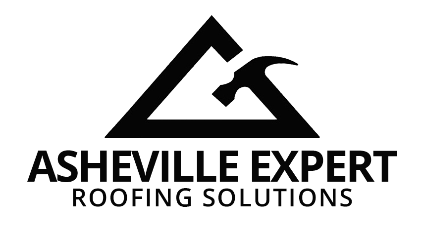 Logo for Asheville Expert Roofing Solutions: black triangle with a hammer, and text below.