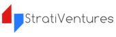 StratiVentures logo with red and blue geometric icon and gray text