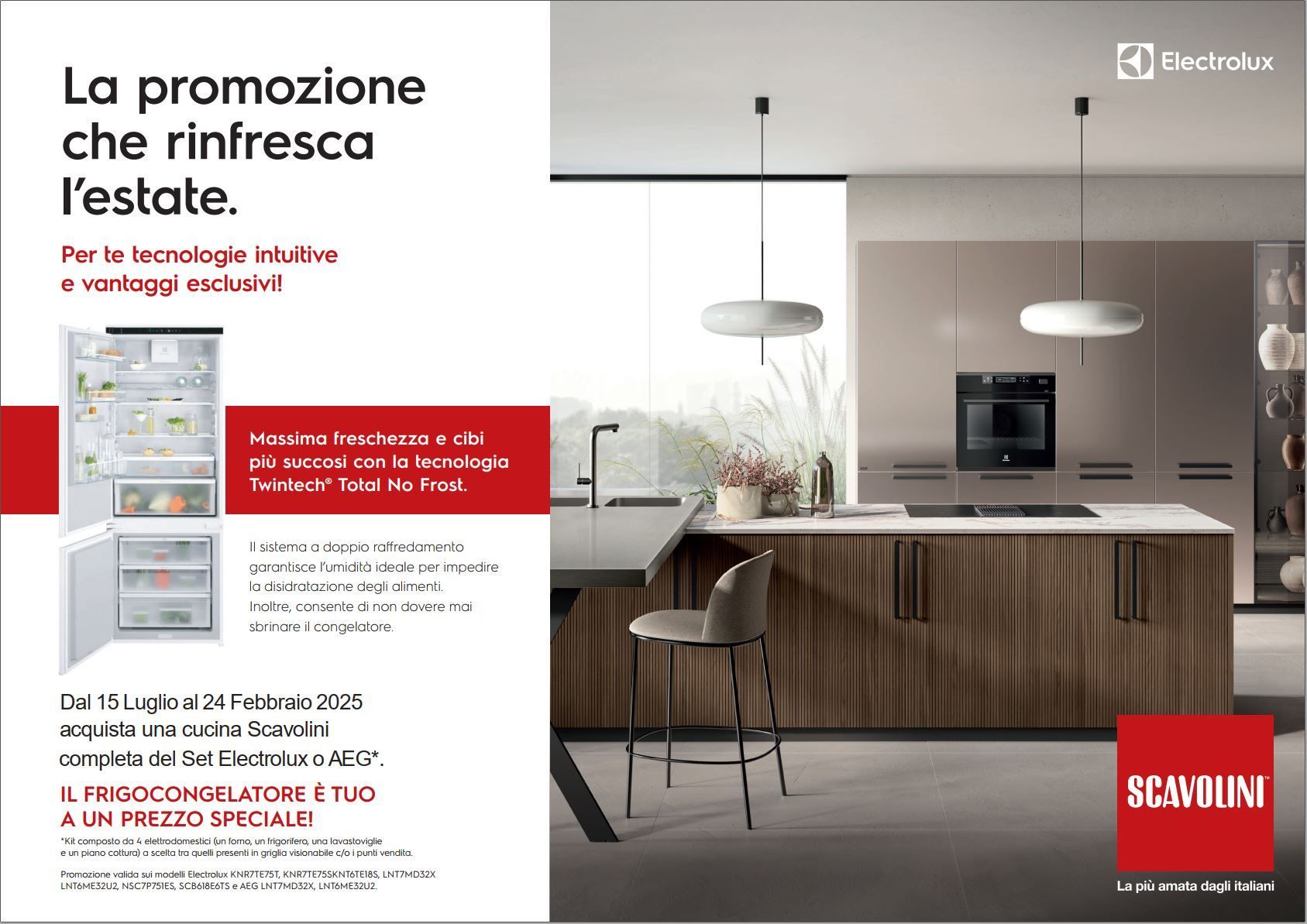 Immagine della locandina della promozione per l'acquisto di una cucina scavolini con elettrodomestici Aeg