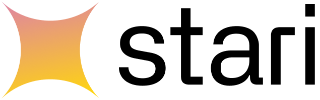 Stari logo with a yellow-to-orange star icon and black text on white background