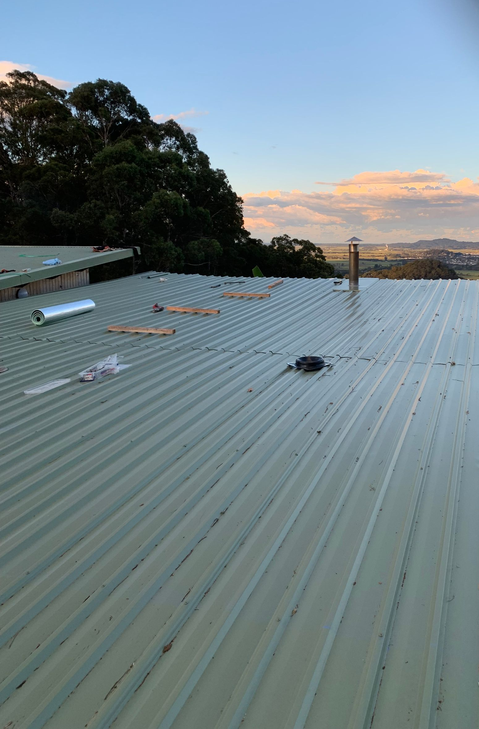 A green metal roof is in the works of being built — Blue Sky Roofing NSW In Brunswick Heads, NSW