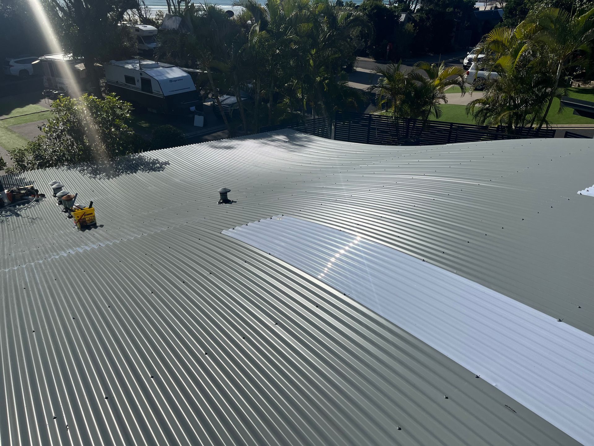 A green metal roof — Blue Sky Roofing NSW In Mullumbimby, NSW