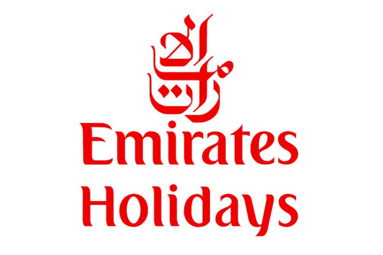 The emirates holidays logo is red on a white background.