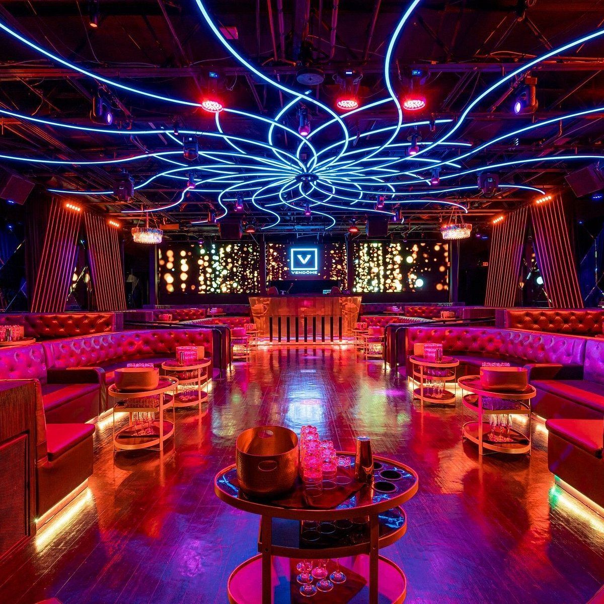 A large room with a lot of lights on it