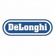 DeLonghi logo in white text on a blue rounded rectangle